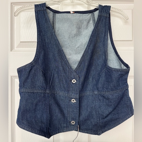 Free People Denim Vest and Skirt Set - Dark Blue - Picture 2 of 8